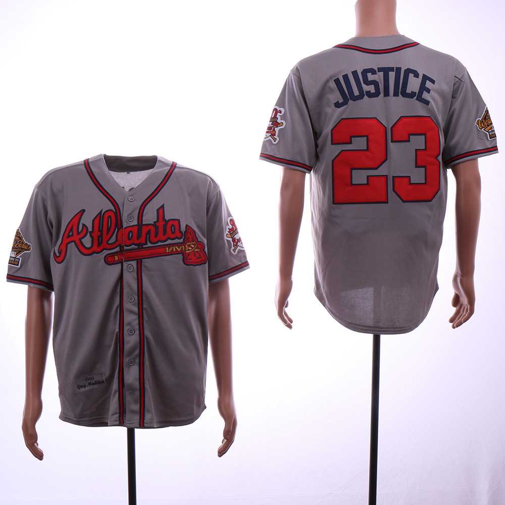 Braves 23 David Justice Gray 1995 Throwback Stitched Baseball Jerseys,We sell and wholesale Braves 23 David Justice Gray 1995 Throwback Stitched Baseball Jerseys on line form chian!